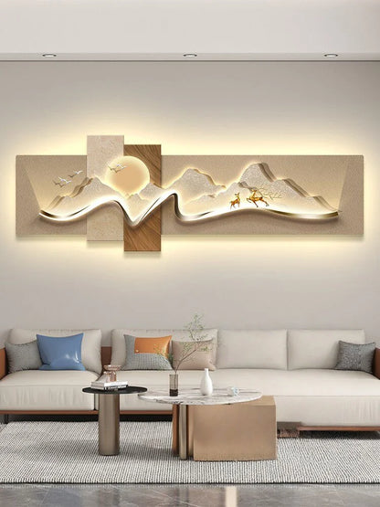 Modern Luxury Led Living Room Decoration Painting Background Wall Mural Simple High-End Banner Hanging Painting Home Appliance