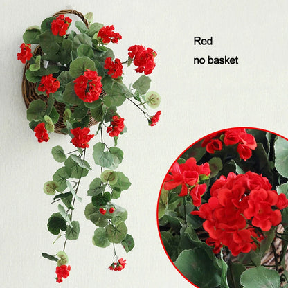 Artificial Hanging Flowers Begonia Silk Flowers Hanging Plants Artificial Geranium Flowers for Outdoor Indoor Patio Garden Decor