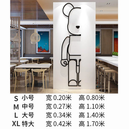 Bear Wall Stickers Mirror Acrylic Wall Sticker DIY PVC Wallpaper Self-adhesive Restaurant Bedroom Wall Decor