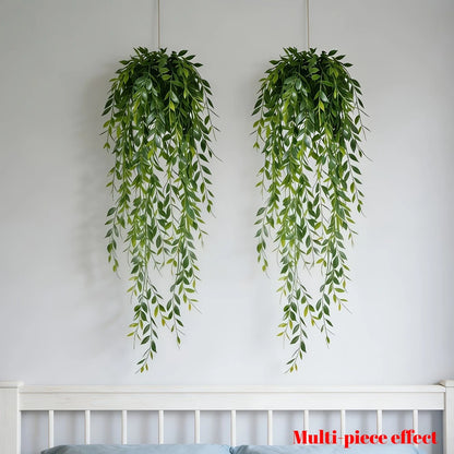 4PC 85cm Artificial Hanging Potted Plants Realistic Green Ferns Suitable for Indoor/Outdoor Home/Living Room Party Scene Decora