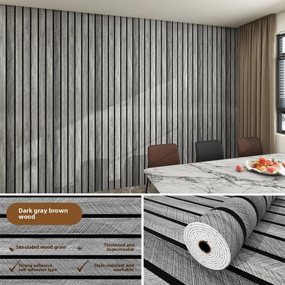 40cmX3M Faux Grille Wood Pattern Wallpaper Self Adhesive New Simple Chinese Style for Restaurant Barbershop Hotel Wall Decor