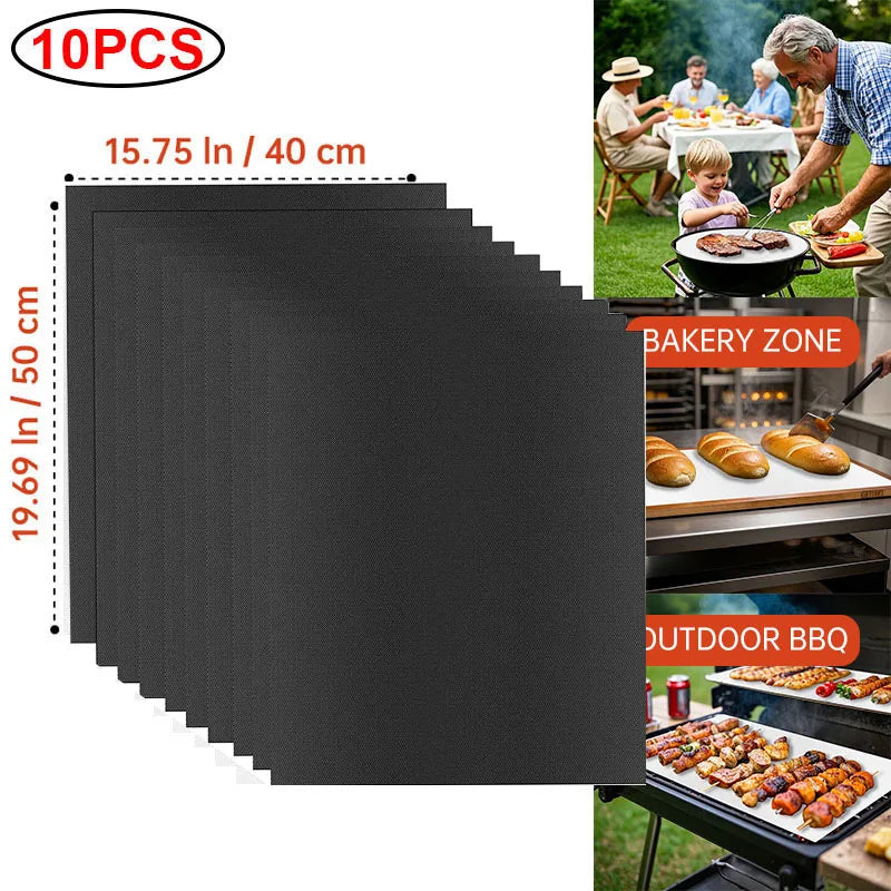 BBQ Mats Oven Bottom Liners Reusable Non-stick Baking Mats Outdoor Party Protective Mats Kitchen Tools Heat Resistant Grill Mats