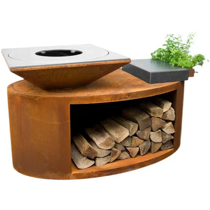Wood fuel metal fire pit barbecue table outdoor barbecue table modeling charcoal