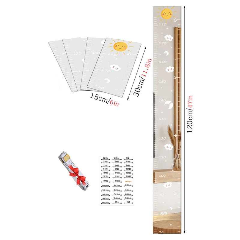 Children's Wall Growth Chart Wall Mirror Growth Chart Ruler Height Measurement Wall Sticker Wallpaper Children's Room Decoration