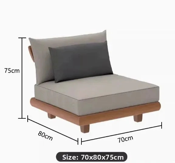 Patio Sofa Set, Made of Imported Teak Wood, Outdoor-grade Waterproof Fabric, Crack-resistant, Suitable for Outdoor Use.
