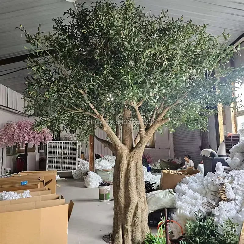 Custom Outdoor Indoor Decoration Green Plant Realistic Olive 6.5ft 8ft 10ft Artificial Olive Tree for Hotel Event Garden