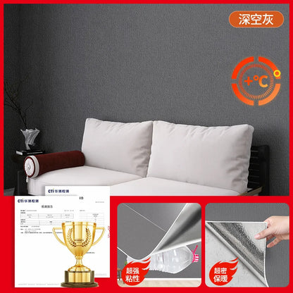 Linen Anti Mold Wallpaper for New Home Insulation Waterproof and Anti-collision Background Wall Self-adhesive Wall Stickers