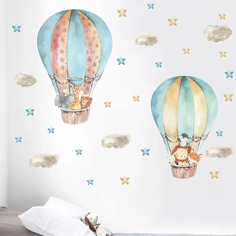 Forest Animals Rainbow Wall Stickers for Kids Rooms Children Boys Girls Baby Room Decoration Nursery Wallpaper Giraffe Elephant