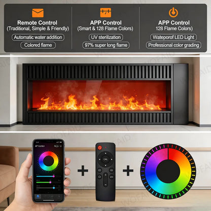 3D Steam Water Vapor Fireplace 100cm Insert,Built-in Electric Fireplace luxury gold mist fireplace flame No Heating fire pit