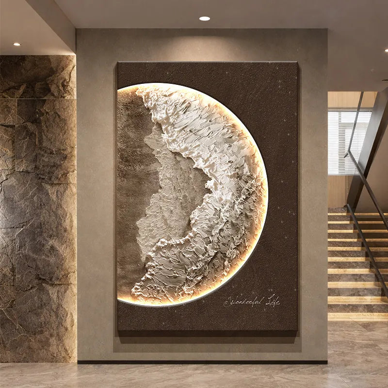 Light Luxury Living Room Led Decoration Painting Home Decoration Sofa Background Wall Floor Painting Moon Entrance Mural Light