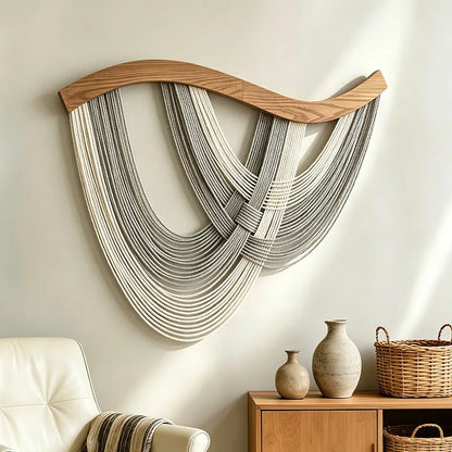 Macrame Wall Hanging Boho Decor Wall Tapestry Handmade Tassel Wall Art for Living Room Bedroom Headboard Apartment Home Decor