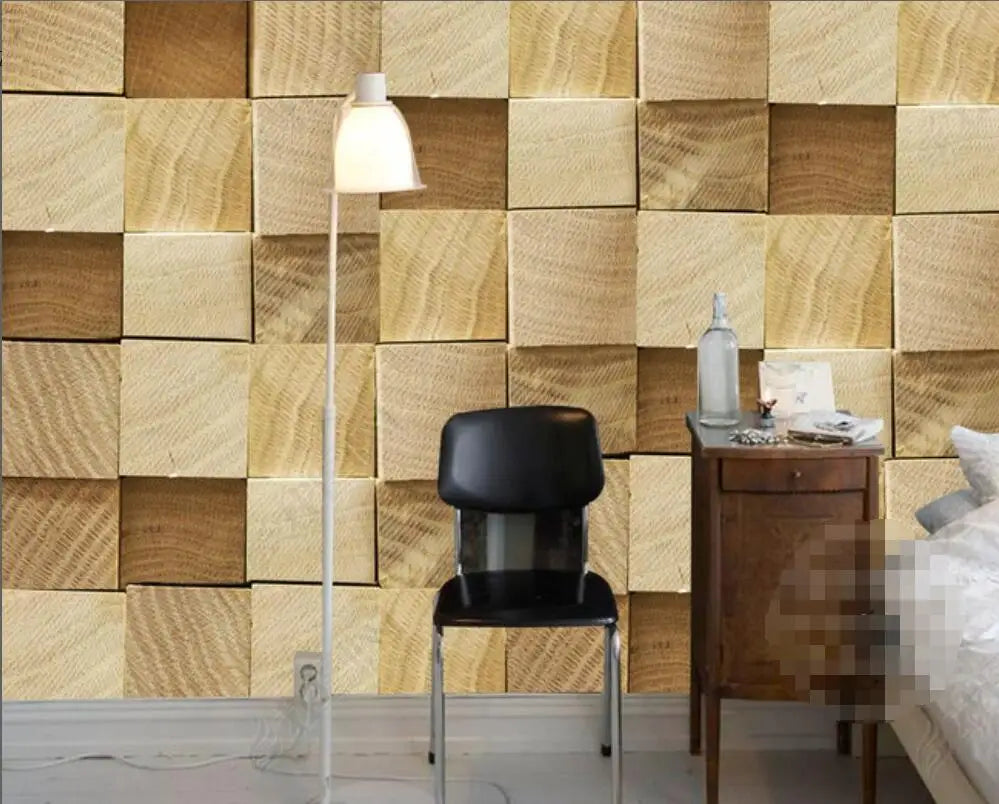 Custom wall paper 3D mural dark retro nostalgic wood stripe background wall photo living room bedroom TV background wallpaper