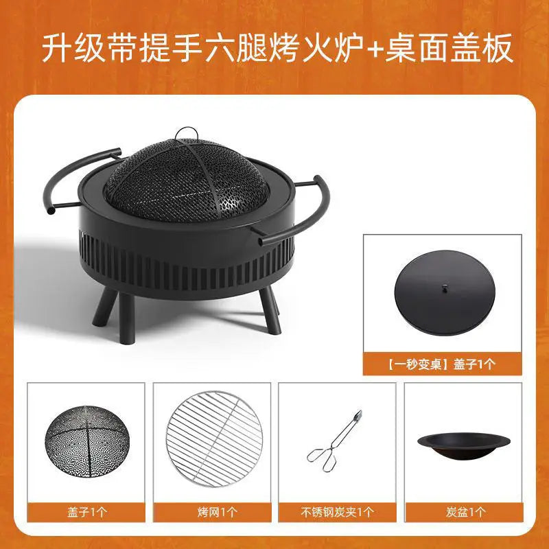 Charcoal Fire Pit Stove Patio Indoor Heating Brazier Household Carbon Furnace Outdoor Barbecue Grill Smokeless Coal Burner Tea