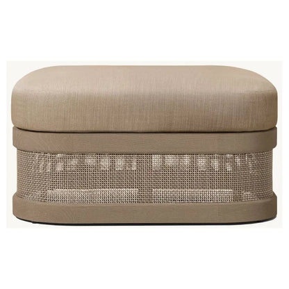 Outdoor Patio Luxury Furniture Mixed Materials Footstool Solid Teak Wooden Stools Ottomans