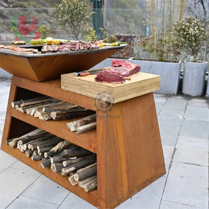 Barbecue Professional Bbq Grill Oven Charcoal Wood Barbecue Grill Corten Steel Fire Pit Bbq Grill
