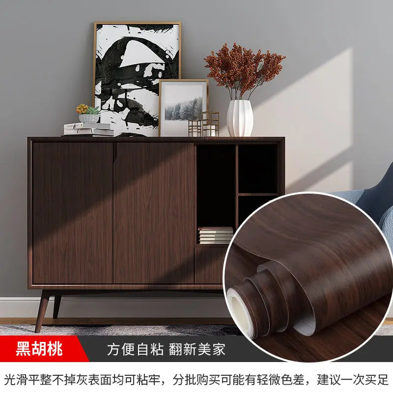 Wooden Door Wallpaper Vinyl Self Adhesive Waterproof Contact Paper for Living Room Kitchen Cupboard Furniture Renovation Sticker