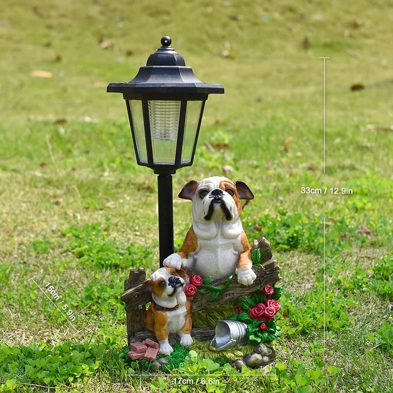 New Garden Solar Light Puppy Ornament Garden Ornament Sculpture Resin Craft Gift