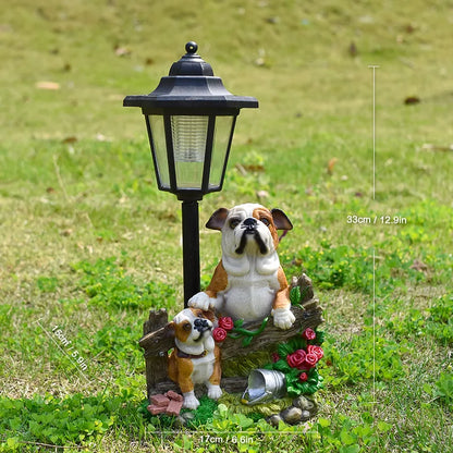 New Garden Solar Light Puppy Ornament Garden Ornament Sculpture Resin Craft Gift