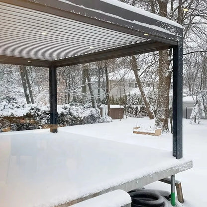 Louvered Bioclimatic Aluminum Patio Cover, Modern Waterproof Windproof Outdoor Pergola Shelter for Residential Courtyard