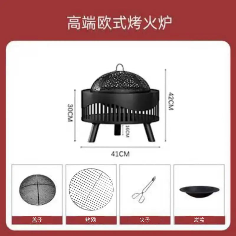 Charcoal Fire Pit Stove Patio Indoor Heating Brazier Household Carbon Furnace Outdoor Barbecue Grill Smokeless Coal Burner Tea
