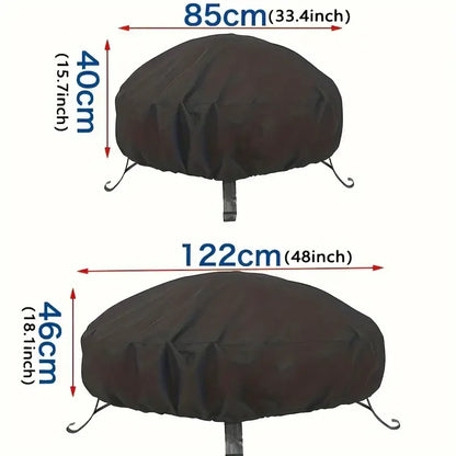 1pc Waterproof Round Fire Pit Cover - Premium 210T Polyester Drawstring Closure Dustproof Fire Bowl Protector