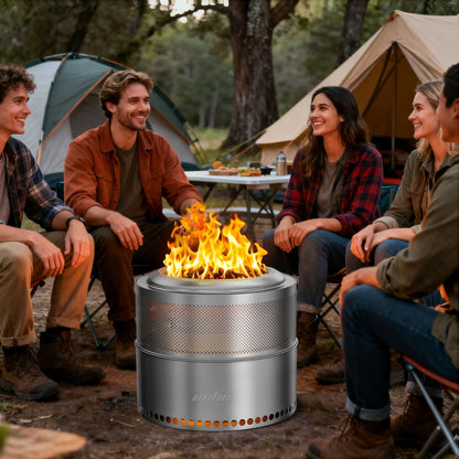 50CM Smokeless Fire Pit with Bag Portable Stainless Steel Wood Burning Outdoor Fireplace Ideal for 6 or More People Firewood Log Burner