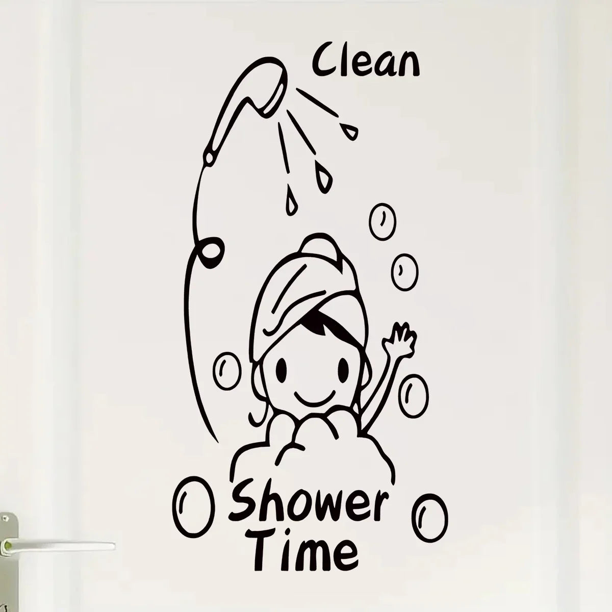Vlean Show Time Bath Wall Stickers Bathroom Decoration for Living Room Cute Girls Gift Wallpaper for Shower Cubicle Home Decor
