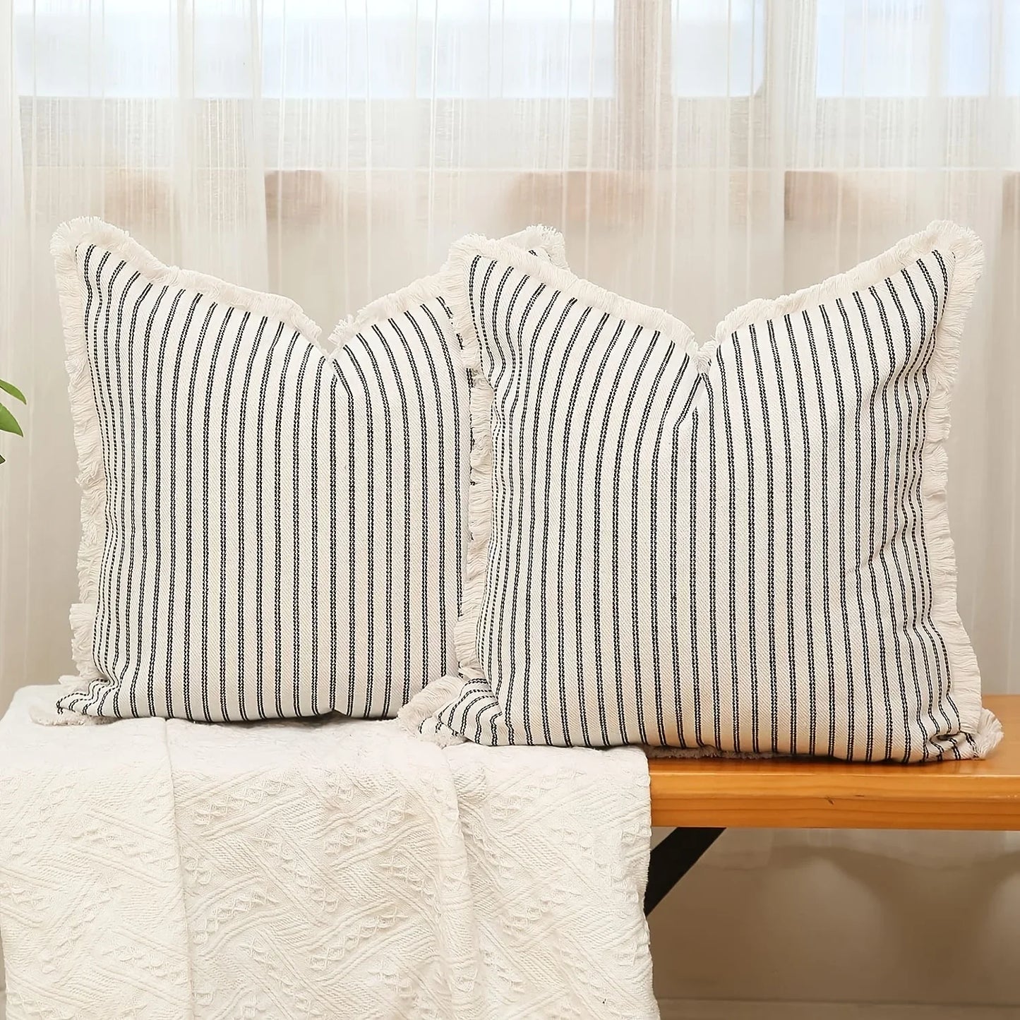 1pc Throw Pillow Covers - Comfortable Striped Throw Pillowcase  For Home Bedroom Living Room, Car & Sofa Decor - Perfect Gift