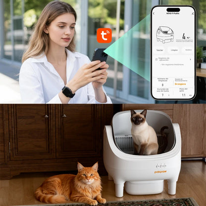 Pokpaw Automatic Self-cleaning Litter Box for Cats – 76L Large Smart Cat Toilet Open Sandbox for Cat Pet Supplies