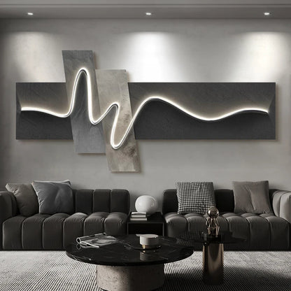 Main bedroom living room geometric office decor painting with lights luxury sofa TV background wall hanging picture bedroom beds