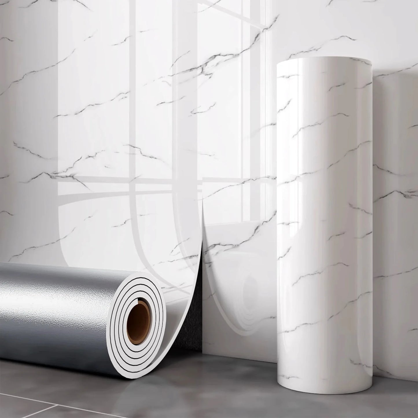 40cm Waterproof Thick Wallpaper, Marble-imitation Tile Self-adhesive Wall Decals, Easy Installation on Bathroom Living Room Wall