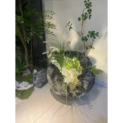 A85 Artificial Green Plant Spherical Bubble Carving Soft Decoration Hallway Indoor and Outdoor Rockery Lighting Ornaments