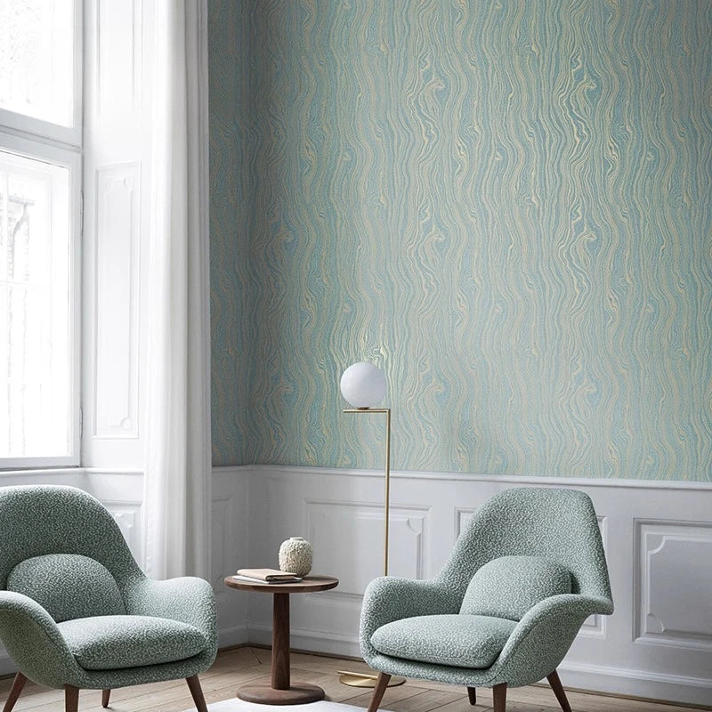 Nordic Light Green Gilded Water Ripple Wallpaper High-End Feel Living Room Bedroom TV Background Wall Wallpaper