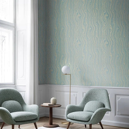 Nordic Light Green Gilded Water Ripple Wallpaper High-End Feel Living Room Bedroom TV Background Wall Wallpaper