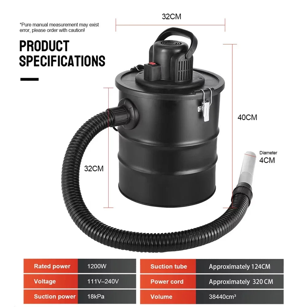 Powerful Indoor Ash Vacuum for Fireplace & Fire Pit Cleaning Safe & Efficient Debris Removal Wood Stove Vacuum Soot Removal Tool