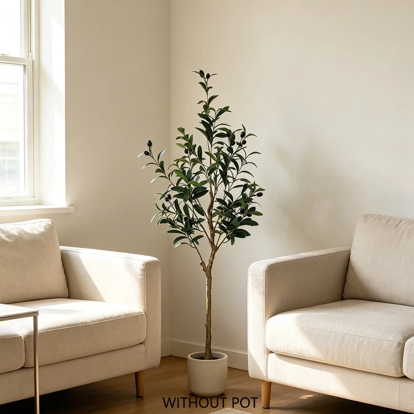 4ft/5ft/6ft Artificial Olive Plant Tree Plant Branch Greenery Fake Plant Indoor Outdoor for Home Garden Living Room Decoration