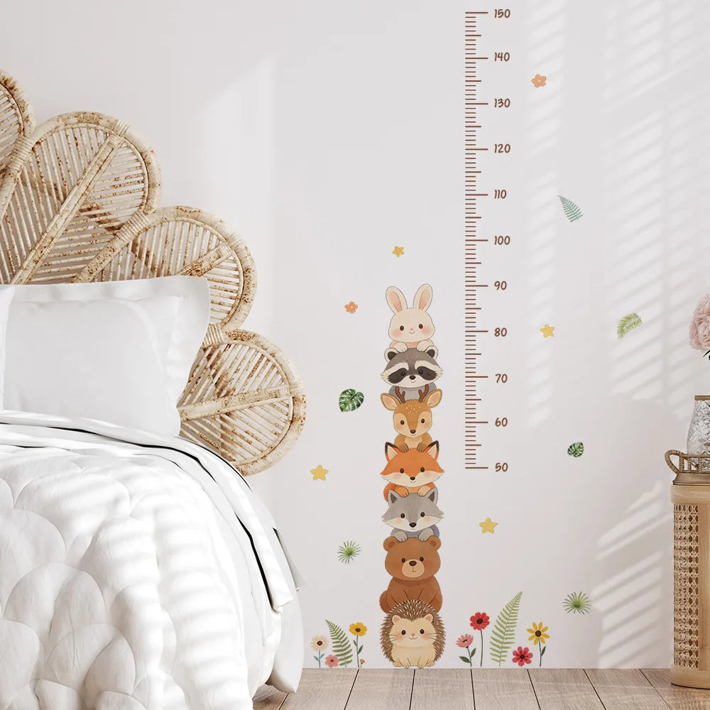 Forest Animals Rainbow Wall Stickers for Kids Rooms Children Boys Girls Baby Room Decoration Nursery Wallpaper Giraffe Elephant