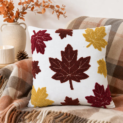 Fall Towel Embroidered Throw Pillow Cover Cojines Maple Leaf Acorn Sofa Throw Pillowcase Living Room Decorative Cushion Covers