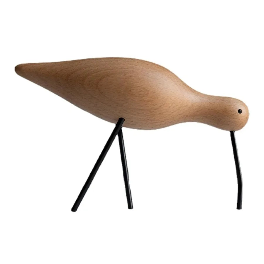 Nordic Style Wooden Short Bird Ornaments Creative Abstract Animal Statues Home Decor Bird Sculpture Living Room Desktop Crafts