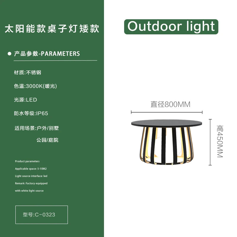 Solar waterproof courtyard outdoor table terrace floor-to-ceiling coffee table