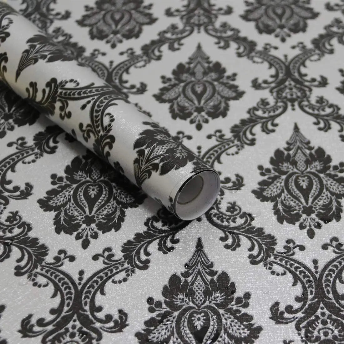 Peel and Stick Wallpaper for Bedroom Black Contact Paper Black and Silver Self Adhesive Wallpaper Decor Vinyl Film WallCovering