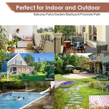 20-Piece Solid Acacia Interlocking Deck Tiles Outdoor Patio Flooring 12x12x0.9-Inch Waterproof for Balconies Backyards Porches Poolside All-Weather Use Brown Cross-Grain Square Joints