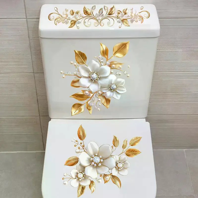 Creative Golden Floral Aesthetic Home Decoration Wallpaper Living Room Modern Art Mural Bedroom Toilet Decal Bathroom Wall Decor