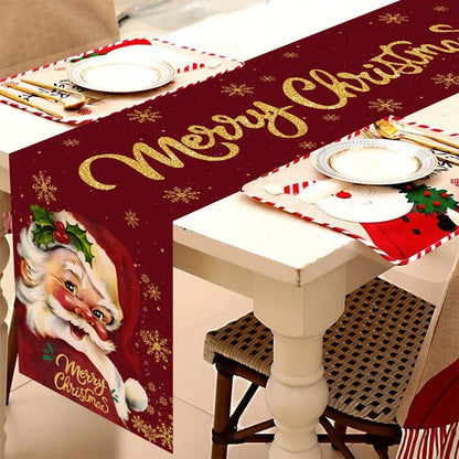 Santa Claus Christmas Table Runner Merry Christmas Decoration for Home 2025 Xmas Party Table Decor Navidad Noel New Year 2026