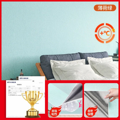 Linen Anti Mold Wallpaper for New Home Insulation Waterproof and Anti-collision Background Wall Self-adhesive Wall Stickers
