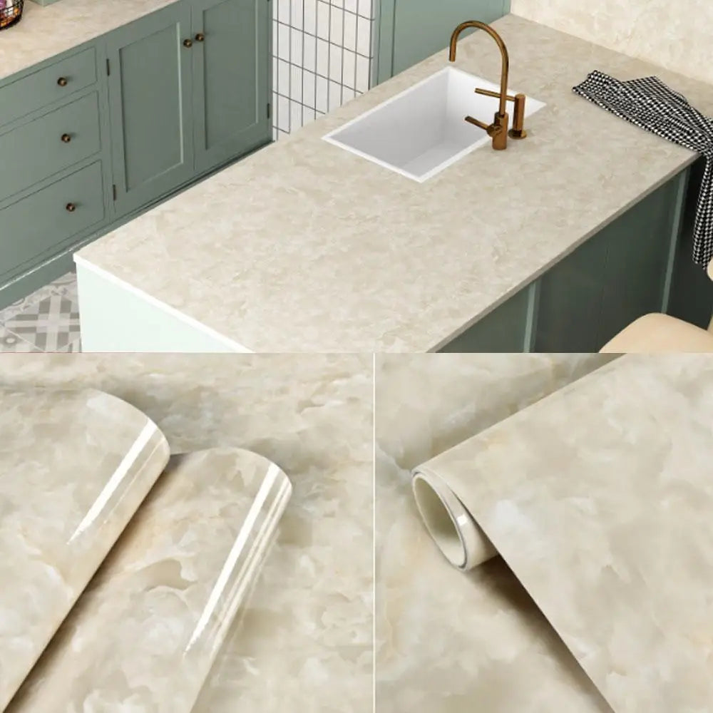 Marble Pattern Wallpaper, Self Adhesive Wall Sticker, Waterproof & Oil-proof Wall Decal, Wall Decor for Home Kitchen Living Room