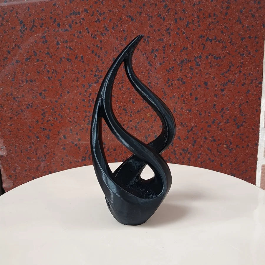 Printed light luxury art abstract sculpture, made of plastic in black and white, is the perfect decorative item for bedrooms, vi