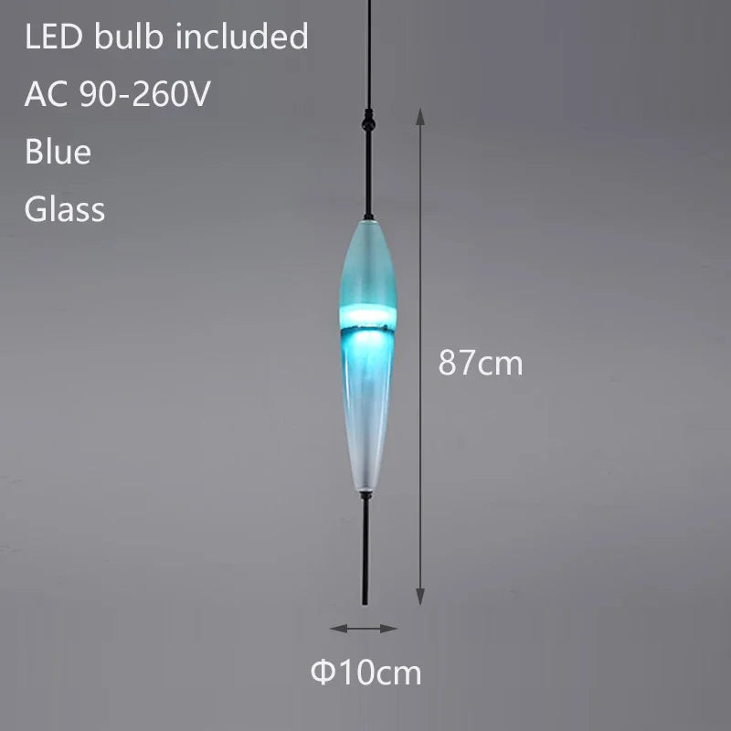 Simple Lake Blue Gradient Glass Pendant Lamp Designer Model Room Bedroom Restaurant Bar LED Chandelier Home Decor Light
