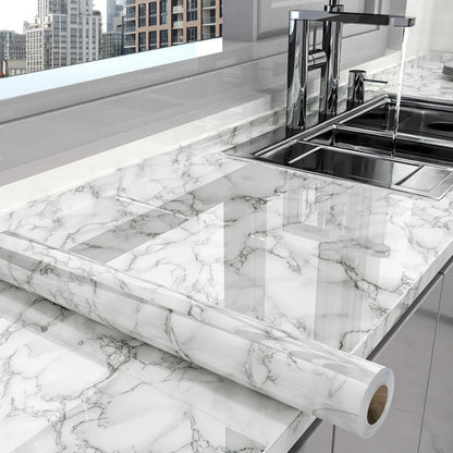 Classic Glossy Vinyl Wallpaper for  Rolls Waterproof Wall Stickers Bathroom Table Kitchen Adhesive Sticker for Furniture Decor