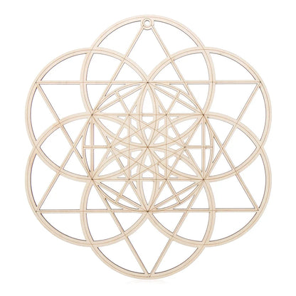 Wooden Wall Sign Flower of Life Shape Laser Cut Wood Wall Art Home Decor Handmade Coasters Craft Making Sacred Geometry Ornament